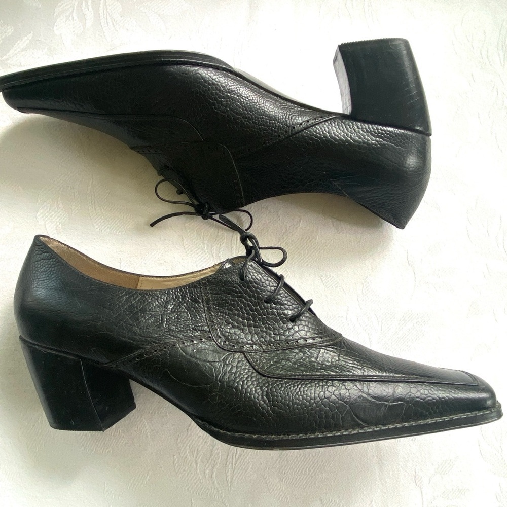 Pucci Black Leather Brogue Oxford Shoes Size 37